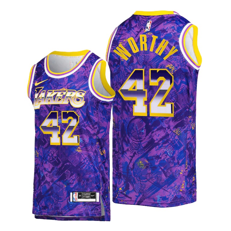 Men's Los Angeles Lakers James Worthy #42 NBA Select Series Camo Purple Basketball Jersey OOO5883CL